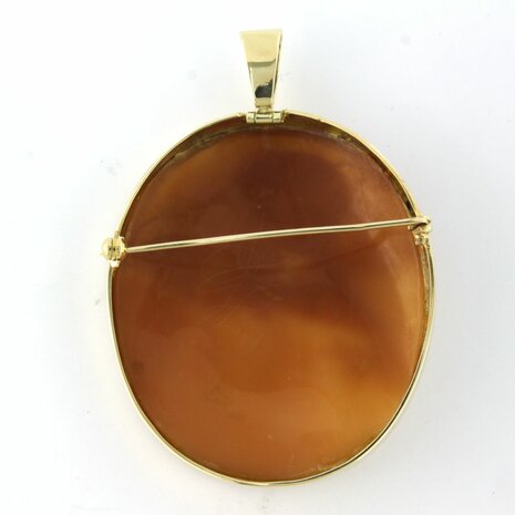 14k gouden cameo hanger/broche - afm 7.0 cm x 4.8 cm