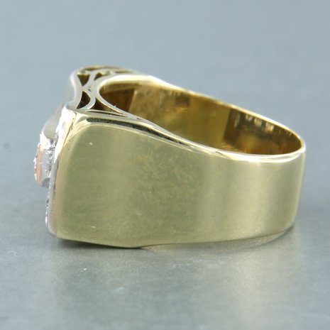 14k drie kleuren gouden ring bezet met briljant geslepen diamant tot. 0,50ct