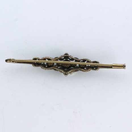 14k gold with silver brooch with rose diamonds set on silver. 0.30ct