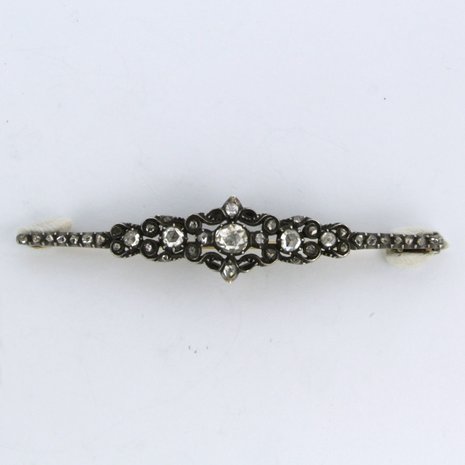 14k gold with silver brooch with rose diamonds set on silver. 0.30ct