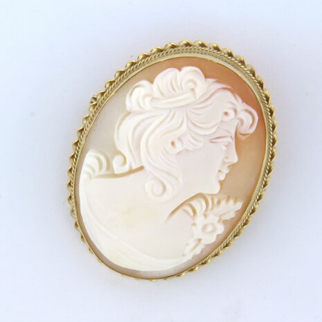 9k gouden camee broche