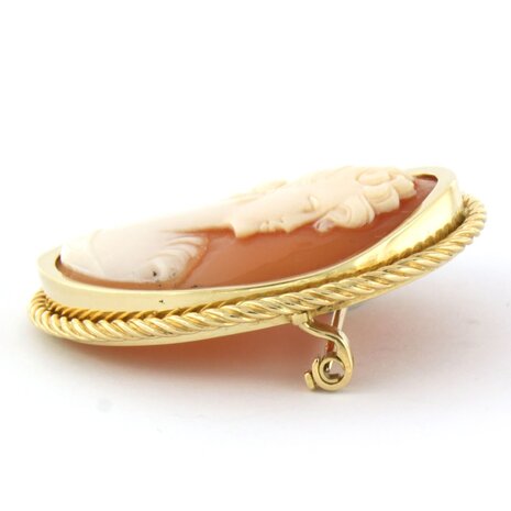 18 kt yellow gold brooch set with cameo