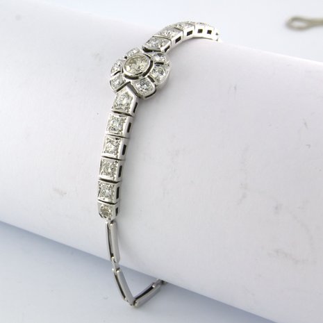 14 kt white gold link bracelet set with old European cut diamonds up to. 1,50ct