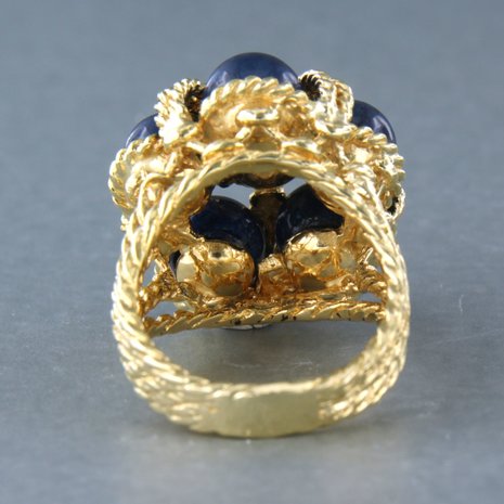 18k geel gouden ring bezet met lapis lazuli