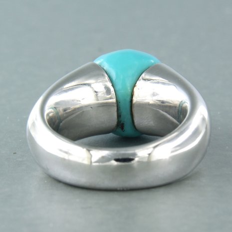 14 kt white gold ring set with turquoise