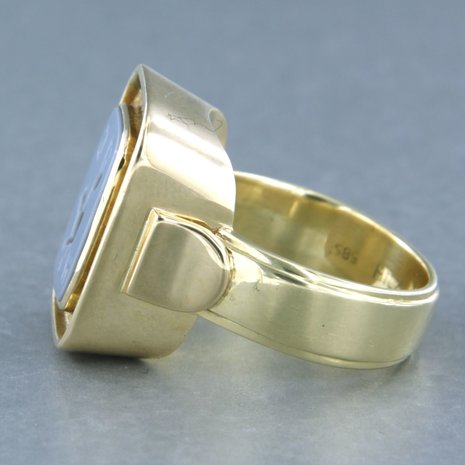 14k geel gouden ring bezet met lagensteen - rm 19 (60)