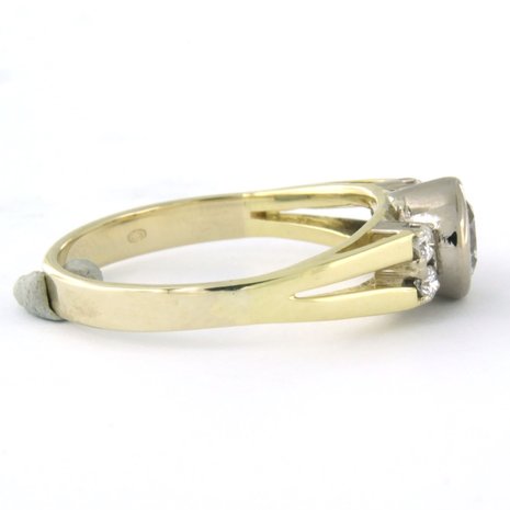 14k bicolor gouden ring bezet met briljant geslepen diamant tot. 0,68ct