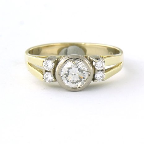 14k bicolor gouden ring bezet met briljant geslepen diamant tot. 0,68ct