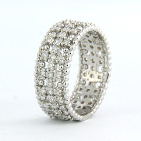 18k witgouden band ring bezet met briljant geslepen diamanten tot. 1,01ct - rm 17.5 (55)