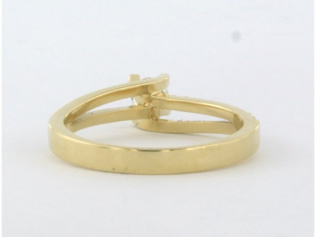 18k geel gouden ring bezet met briljant geslepen diamant tot. 0,30ct - rm 17.5 (55)