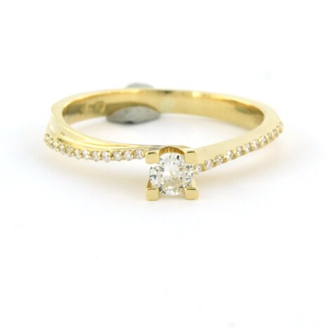 18k geelgouden ring bezet met briljant geslepen diamanten tot. 0,28ct  - rm 17.5(55)