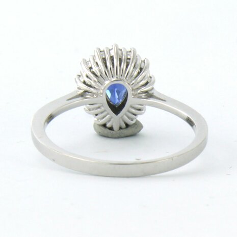18 kt white gold ring with sapphire 0.70 ct and brilliant cut diamond 0.28 ct