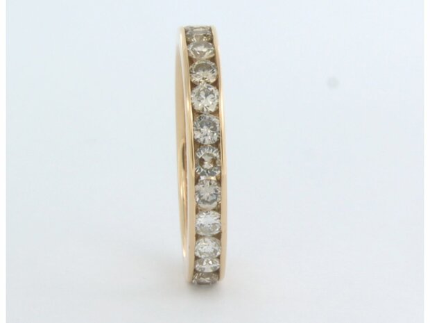 18 kt red gold eternity ring set with brilliant cut diamond 1.30 ct - rm 17.5 (55)