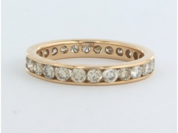 18k rosé gouden hele alliance ring bezet met briljant geslepen diamant 1.30 ct - rm 17.5 (55)