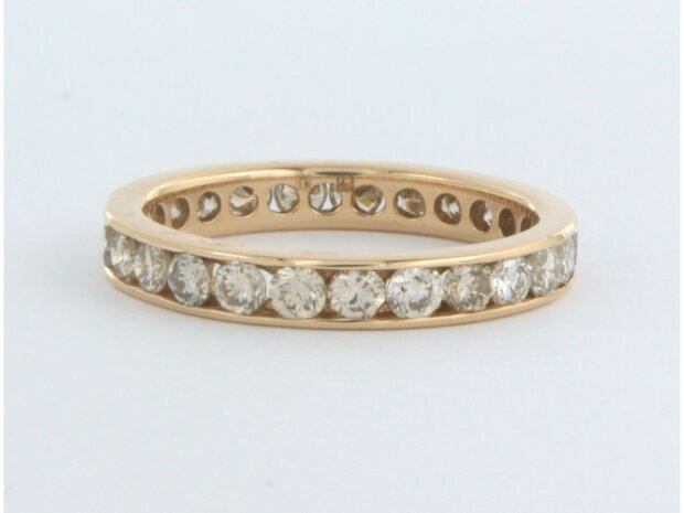 18 kt red gold eternity ring set with brilliant cut diamond 1.30 ct - rm 17.5 (55)