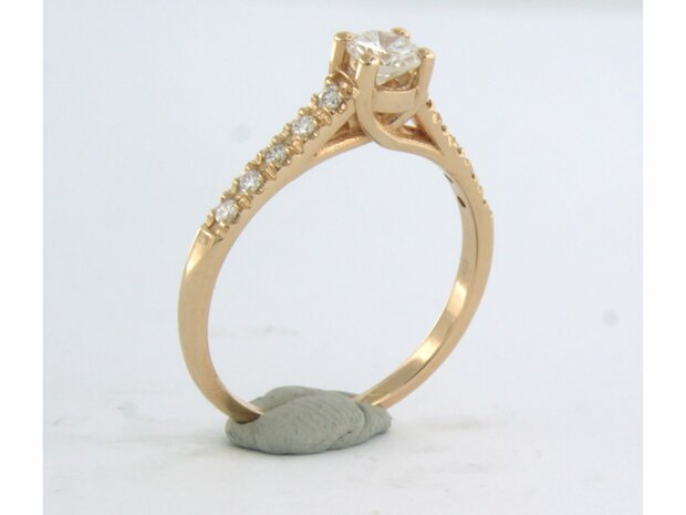 18k rosé gouden ring bezet met briljant geslepen diamant 0.46 ct - rm 17.5 (55) 