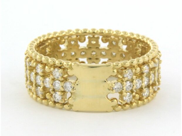 18 kt yellow gold ring set with brilliant cut diamonds. 1.01ct - rm 17.5 (55)