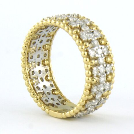 18 kt bicolour gold ring set with brilliant cut diamond 1.20 ct - rm 17.5 (55)