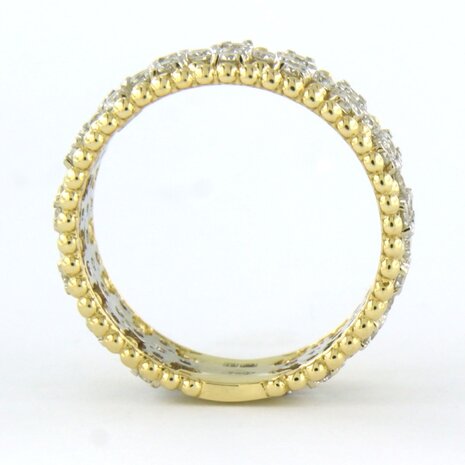 18 kt bicolour gold ring set with brilliant cut diamond 1.20 ct - rm 17.5 (55)