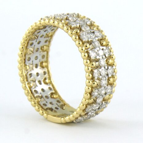 18 kt bicolour gold ring set with brilliant cut diamond 1.20 ct - rm 17.5 (55)