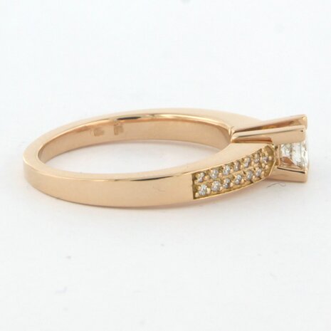18 kt red gold ring set with brilliant cut diamonds 0.38ct