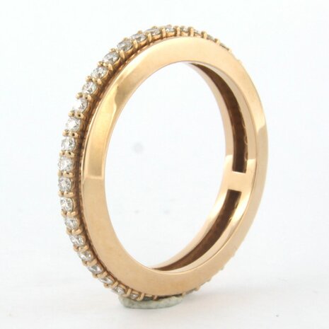 18k rosé gouden ring bezet met briljant geslepen diamant tot. 0,72ct - rm 18,25(57)