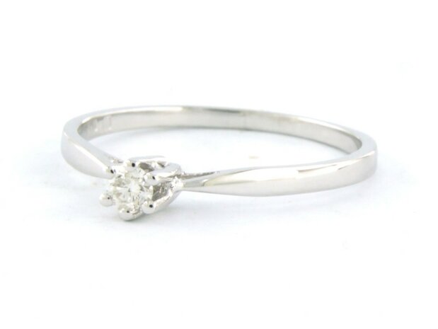 18k wit goud solitair ring bezet met briljant geslepen diamant 0.09 ct