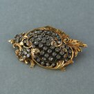 Goud-met-zilver-broche-bezet-met-roos-geslepen-diamant-0.20ct